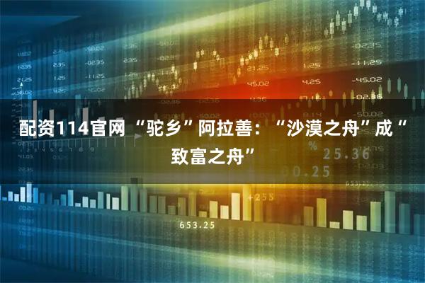 配资114官网 “驼乡”阿拉善：“沙漠之舟”成“致富之舟”