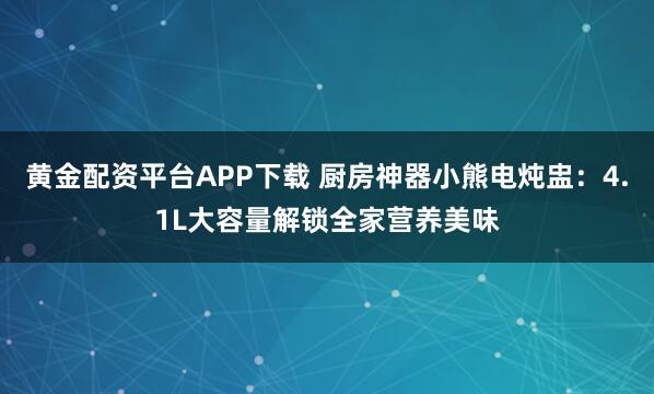 黄金配资平台APP下载 厨房神器小熊电炖盅:4.1L大容量解锁全家营养美味